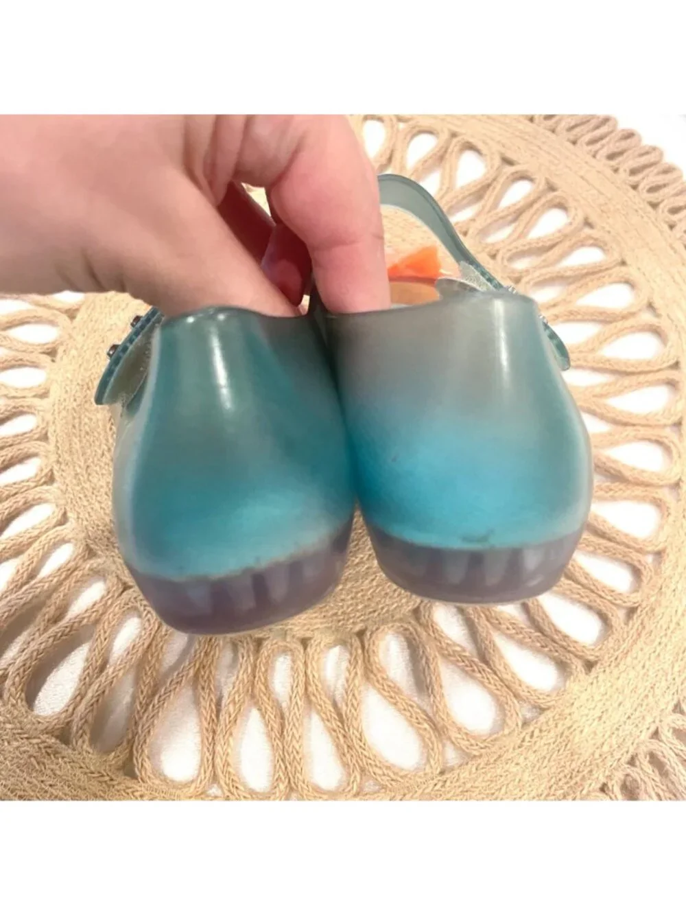 Mini Melissa Ultragirl Little Mermaid Mary Janes Jelly Size 12C Clear Orange Blu